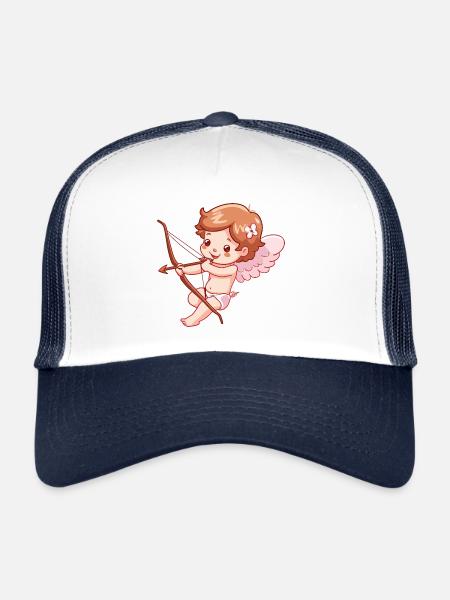 Ange de la Saint-Valentin en amour Cupidon - Casquette trucker  - blanc/marine - Devant