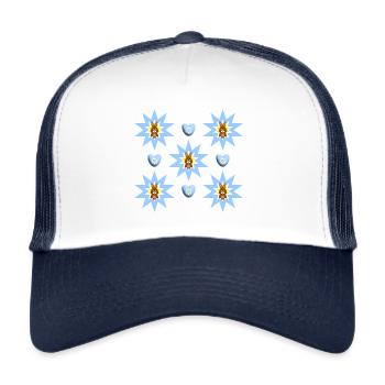 Hasenparty in Hellblau mit vielen Sternen. - Trucker Cap - Weiß/Navy - Vorne