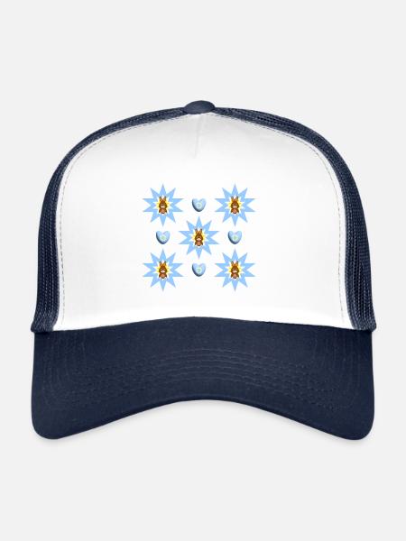 Hasenparty in Hellblau mit vielen Sternen. - Trucker Cap - Weiß/Navy - Vorne