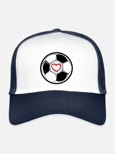Soccer Symbol Heart Team - Trucker Cap - white/navy - Front