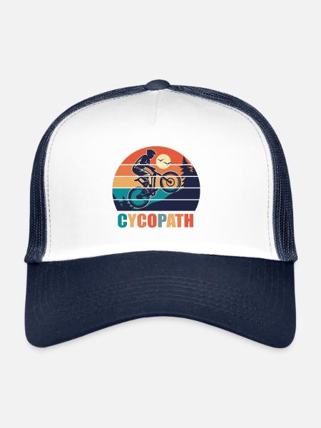 vélo bmx cycopath humour cycliste montagne - Casquette trucker  - blanc/marine - Devant