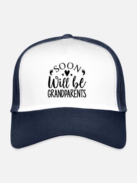 Nous serons bientôt grands-parents, nous serons grand-mère et grand-père - Casquette trucker  - blanc/marine - Devant