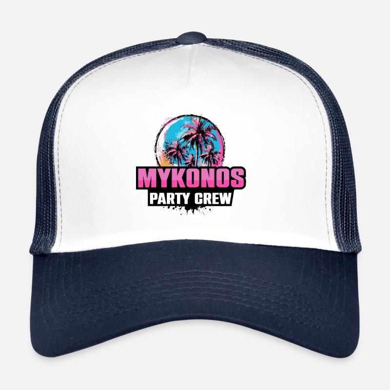 Mykonos Party Crew Dicton de vacances Casquette trucker 