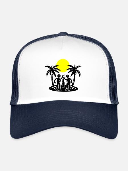 Boire à la fête sur la plage de l’île - Casquette trucker  - blanc/marine - Devant