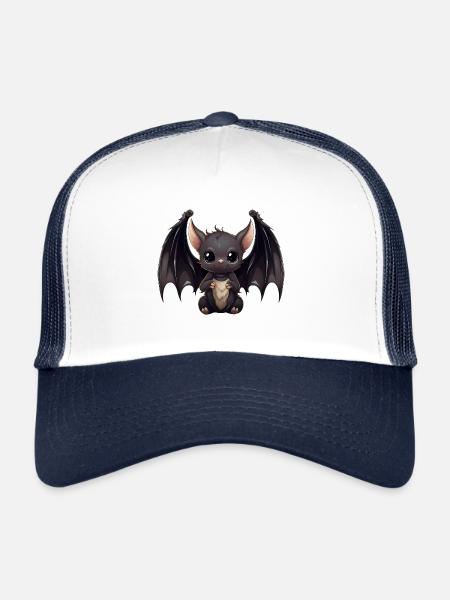 Mignon Bat Kawaii Angel Comic - Casquette trucker  - blanc/marine - Devant