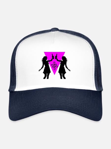 Silhouette de fille de fête célébrant la consommation d’alcool - Casquette trucker  - blanc/marine - Devant