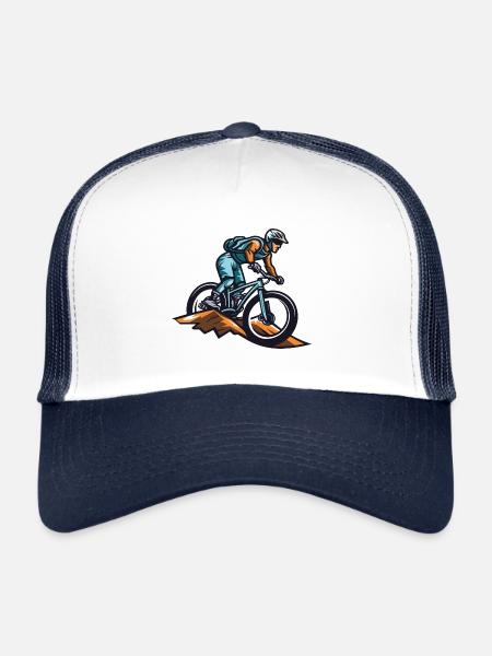 Vététistes Sports VTT - Casquette trucker  - blanc/marine - Devant