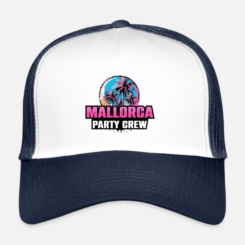 Mallorca Party Crew Urlaub Spruch - Trucker Cap - Weiß/Navy