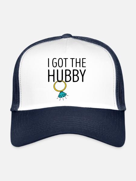 I Got The Hubby Diamond Ring Bridal JGA - Trucker Cap - white/navy - Front
