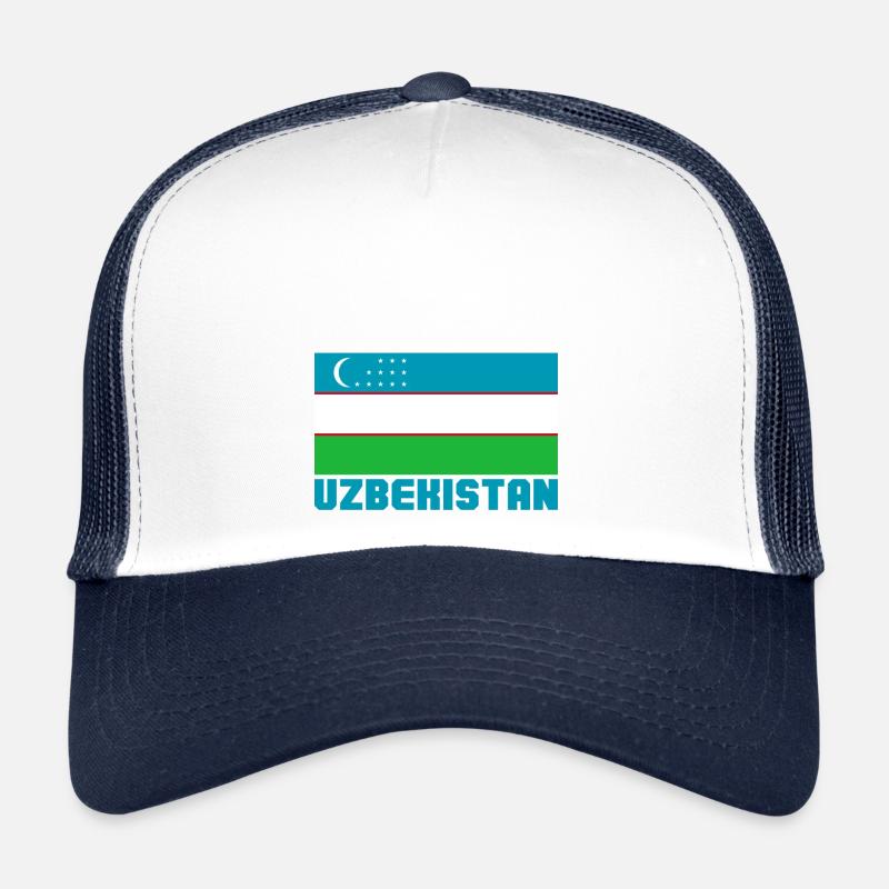 Usbekistan - Trucker Cap - Weiß/Navy