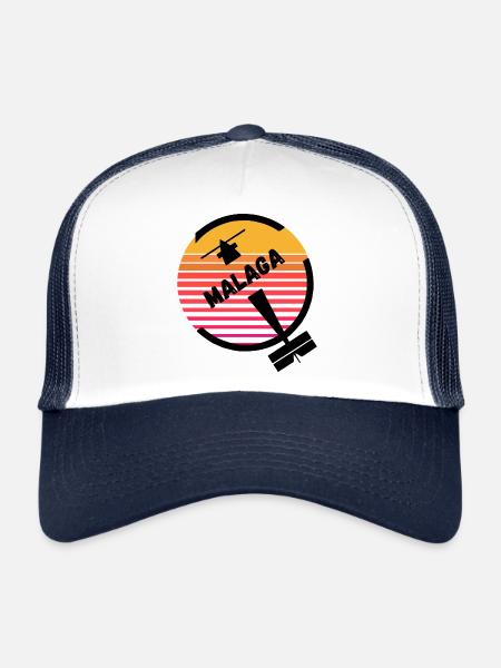 Malaga Plage Espagne Avion Soleil Rétro Vacances - Casquette trucker  - blanc/marine - Devant