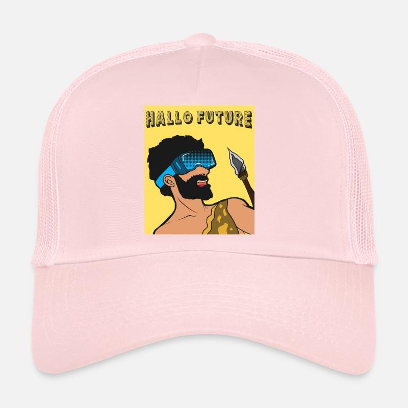 Hello Future Caveman VR Style Trucker Cap