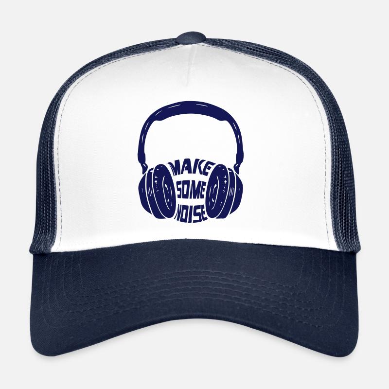Make Some Noise Mit Kopfhörer | Farbe änderbar - Trucker Cap - Weiß/Navy