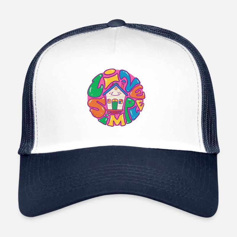 Tiny House Live Simple avec contour violet - Casquette trucker  - blanc/marine