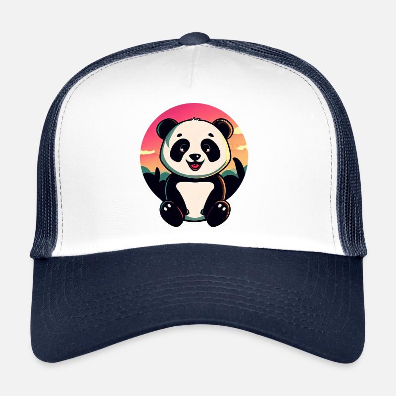Cute Panda Sunset Design Trucker Cap
