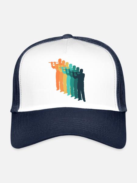 retro flute - Trucker Cap - white/navy - Front