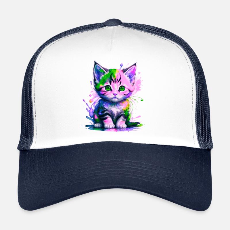 Chaton rose-vert Casquette trucker 