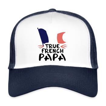 Cadeau 'True French Papa', Fierté Nationale - Casquette trucker  - blanc/marine - Devant