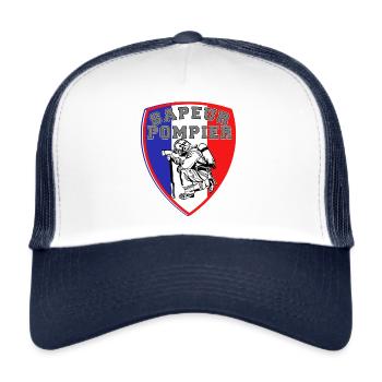 Fanion Sapeurs Pompiers de France stylé écusson - Casquette trucker  - blanc/marine - Devant