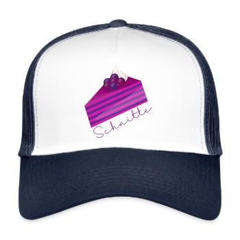 Schnitte Torte Bäckerin Heidelbeeren Beeren Damen - Trucker Cap - Weiß/Navy - Vorne