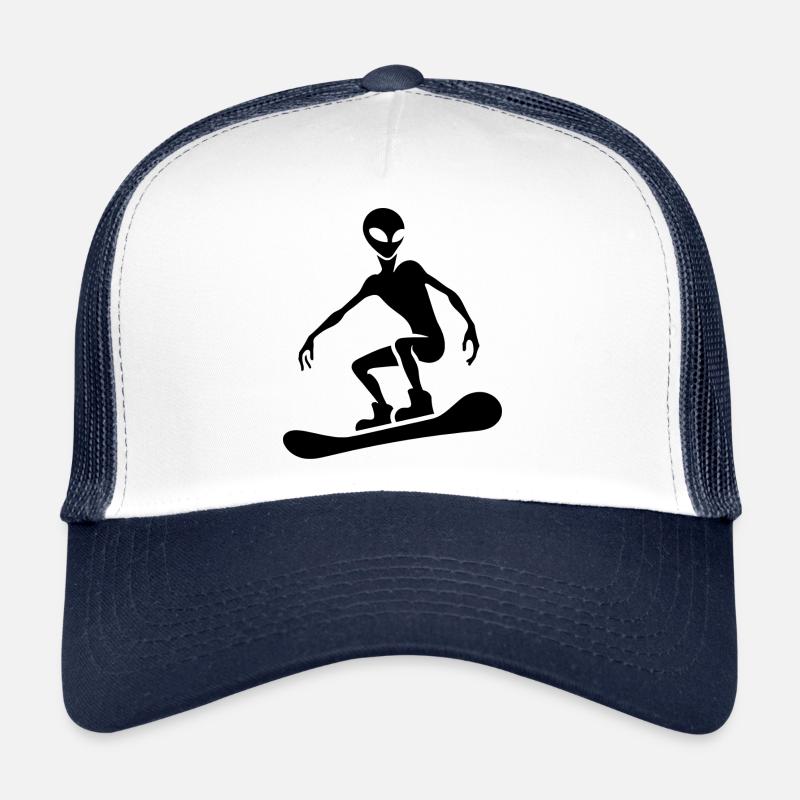 Minimalist Design: Alien Snowboarder Trucker Cap