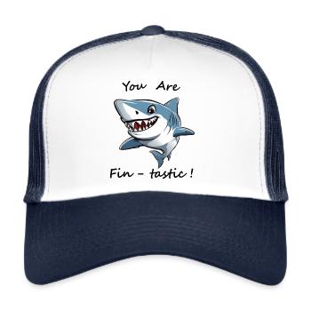 Fun Funny Original Funny Word Game Shark - Trucker Cap - white/navy - Front