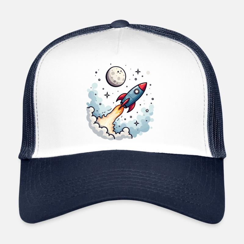 Une fusée comique s’envole vers la lune Casquette trucker 