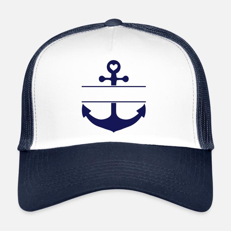 Anchor with heart and text recess Trucker Cap
