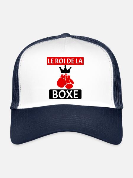 Le roi de la boxe Boxeur Sport Humour - Casquette trucker  - blanc/marine - Devant