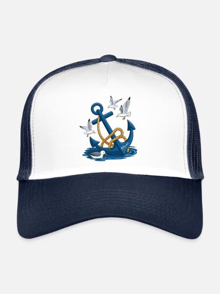 Möwen und Anker - Trucker Cap - Weiß/Navy