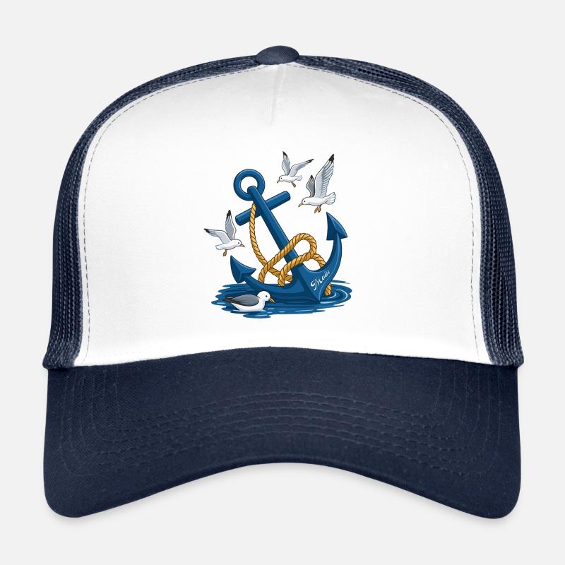 Möwen und Anker - Trucker Cap - Weiß/Navy