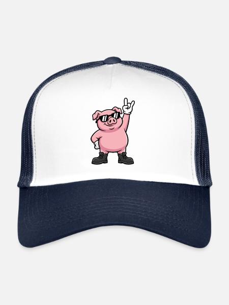 Rock Pig Heavy Metal Funny Gift - Trucker Cap - white/navy - Front