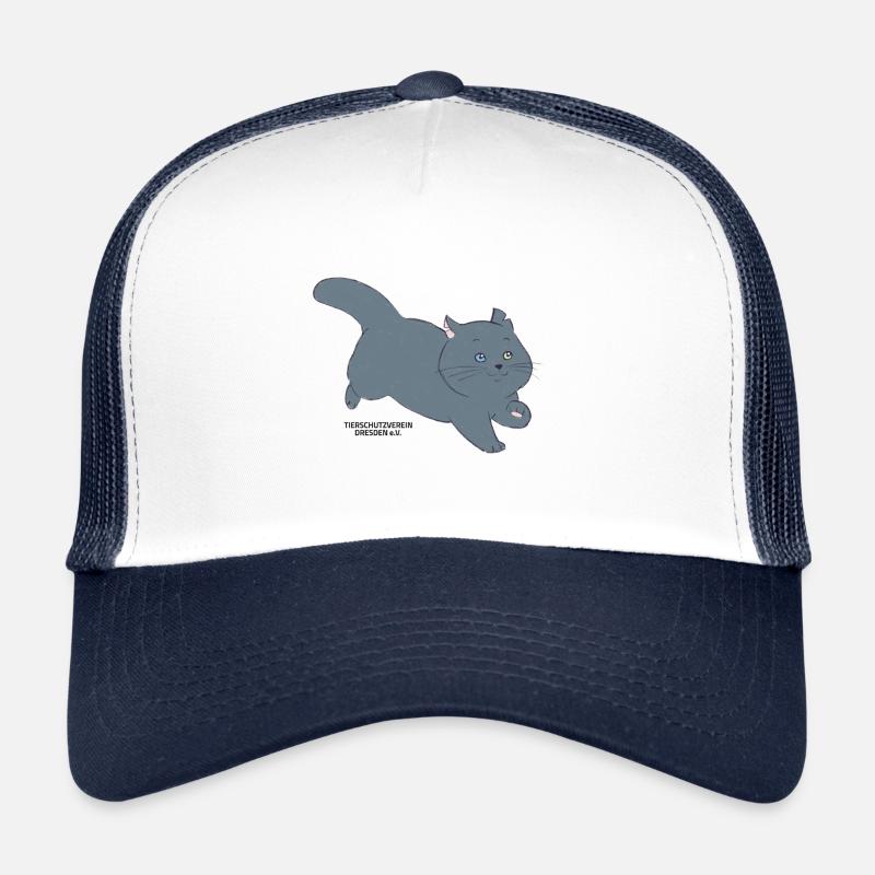 🐾 Schwarze Katze 🐈‍⬛ - Trucker Cap - Weiß/Navy