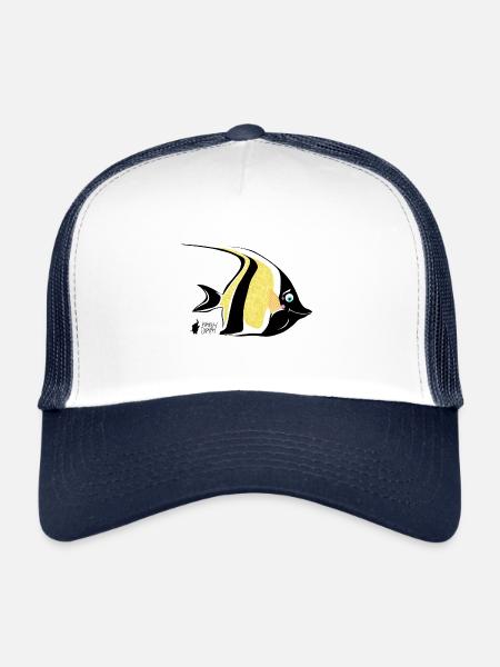 Poisson - Casquette trucker  - blanc/marine - Devant