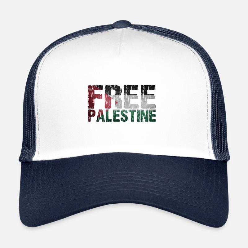 Free Palestine Drapeau Idée cadeau Palestine - Casquette trucker  - blanc/marine