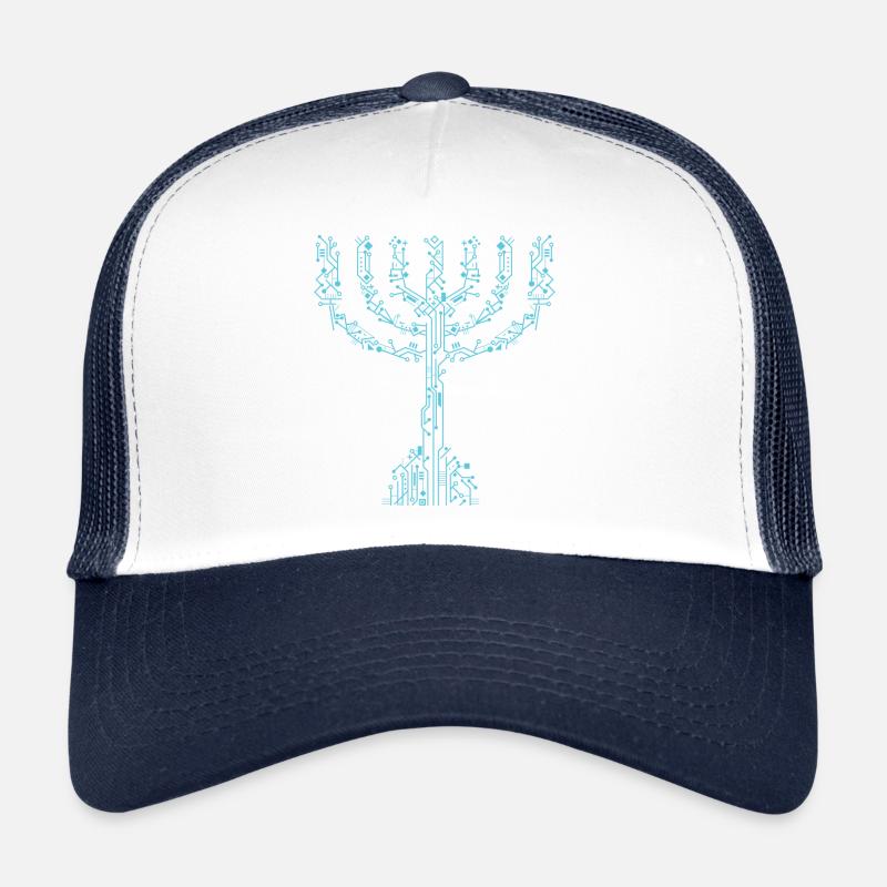 Menorah à sept branches - Casquette trucker  - blanc/marine
