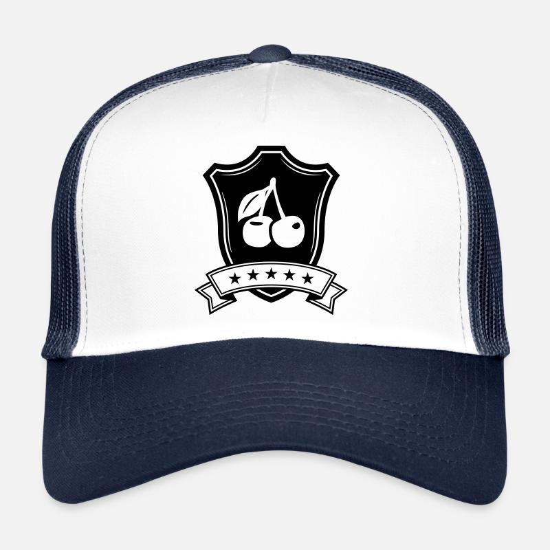 Kirschen schild - Trucker Cap - Weiß/Navy