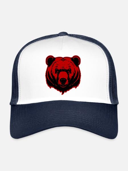 Bär Grizzly Kopf - Trucker Cap - Weiß/Navy - Vorne