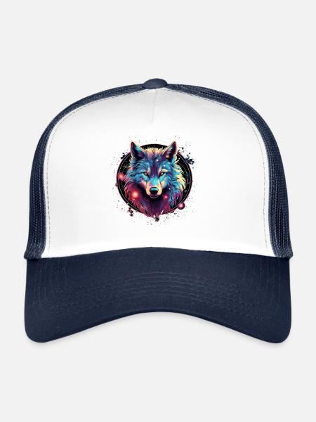 Cercle de loup cosmique - Casquette trucker  - blanc/marine - Devant