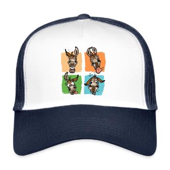 Trombines d'ânes (pour textiles clairs) - Casquette trucker  - blanc/marine - Devant