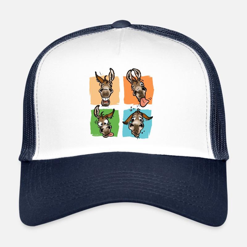 Trombines d'ânes (pour textiles clairs) - Casquette trucker  - blanc/marine