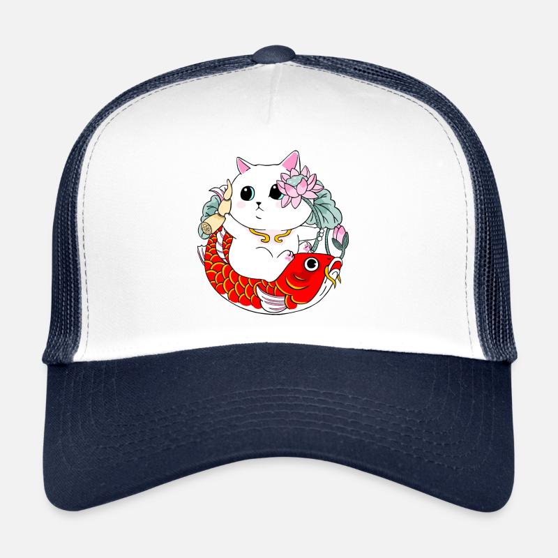 Chat et poisson Koi Casquette trucker 