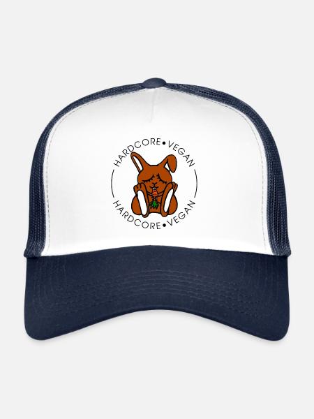 Lapin de Pâques végétalien - Casquette trucker  - blanc/marine - Devant