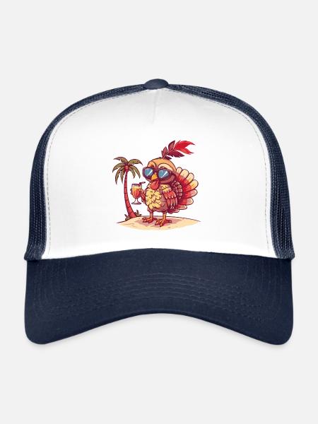 Palmier d’été de l’île de Trüban - Casquette trucker  - blanc/marine - Devant