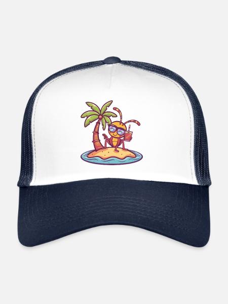Vacances d’été de fourmi - Casquette trucker  - blanc/marine - Devant