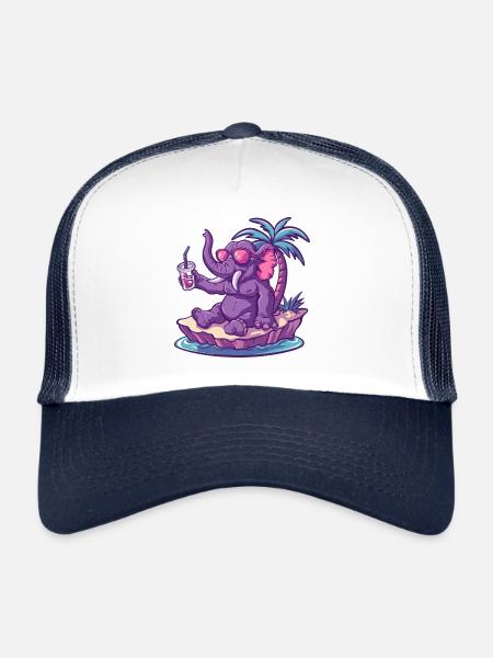 Bande dessinée Mammoth Summer Beach - Casquette trucker  - blanc/marine - Devant