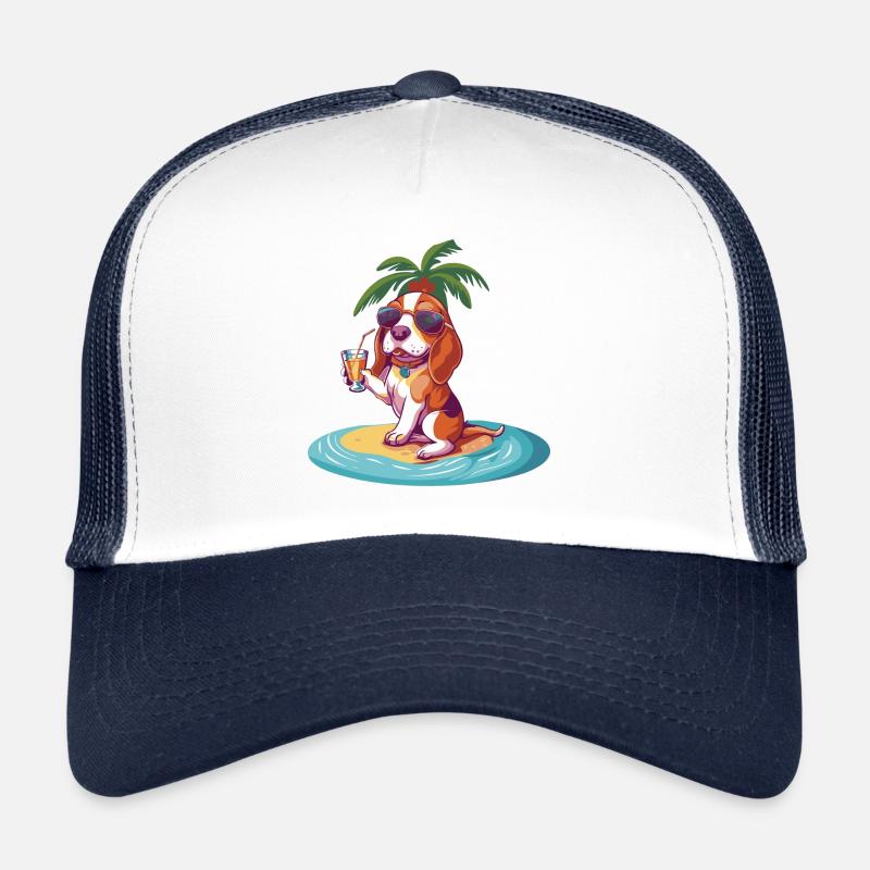 Beagle Dog Summer Beach Comic Trucker Cap