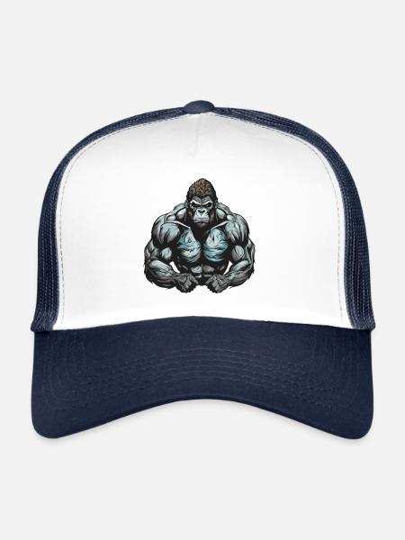 Gorilla Gym Muscles Bête - Casquette trucker  - blanc/marine - Devant