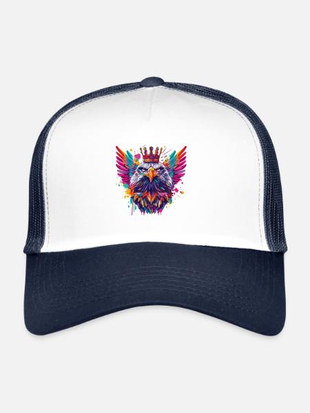 Eagle Coat of Arms Portrait Colorful - Trucker Cap - white/navy - Front