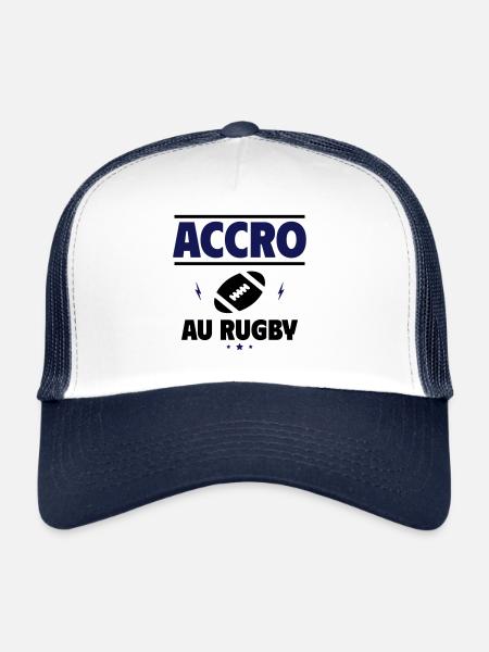 accro au rugby - Casquette trucker  - blanc/marine - Devant
